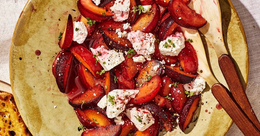 Jammy Cumin Plums and Feta Salad